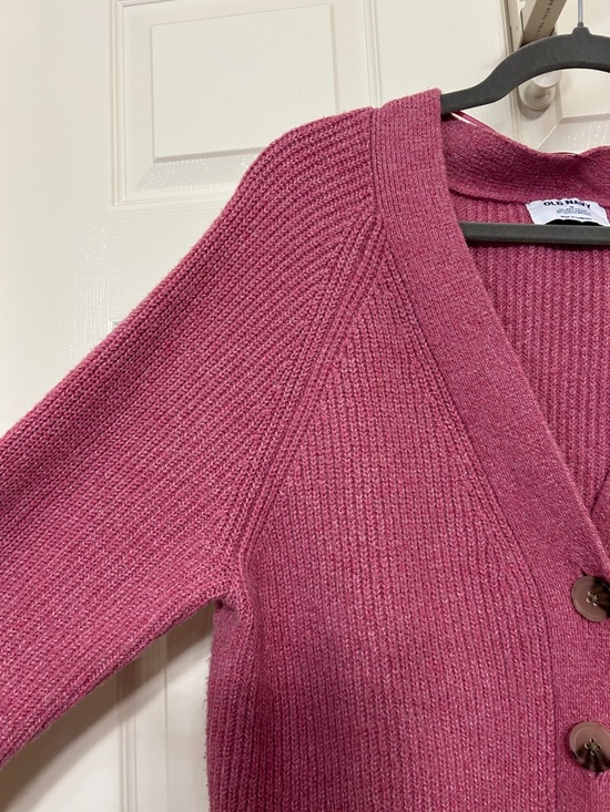 Old Navy Women's Rose Pink Ribbed Button Cardigan Soft Sustainable Recycled - Picture 3 of 10